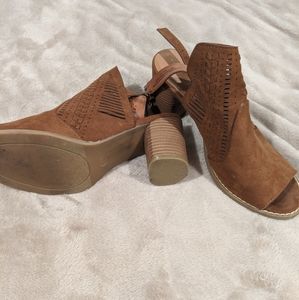 Open toe wedge booties